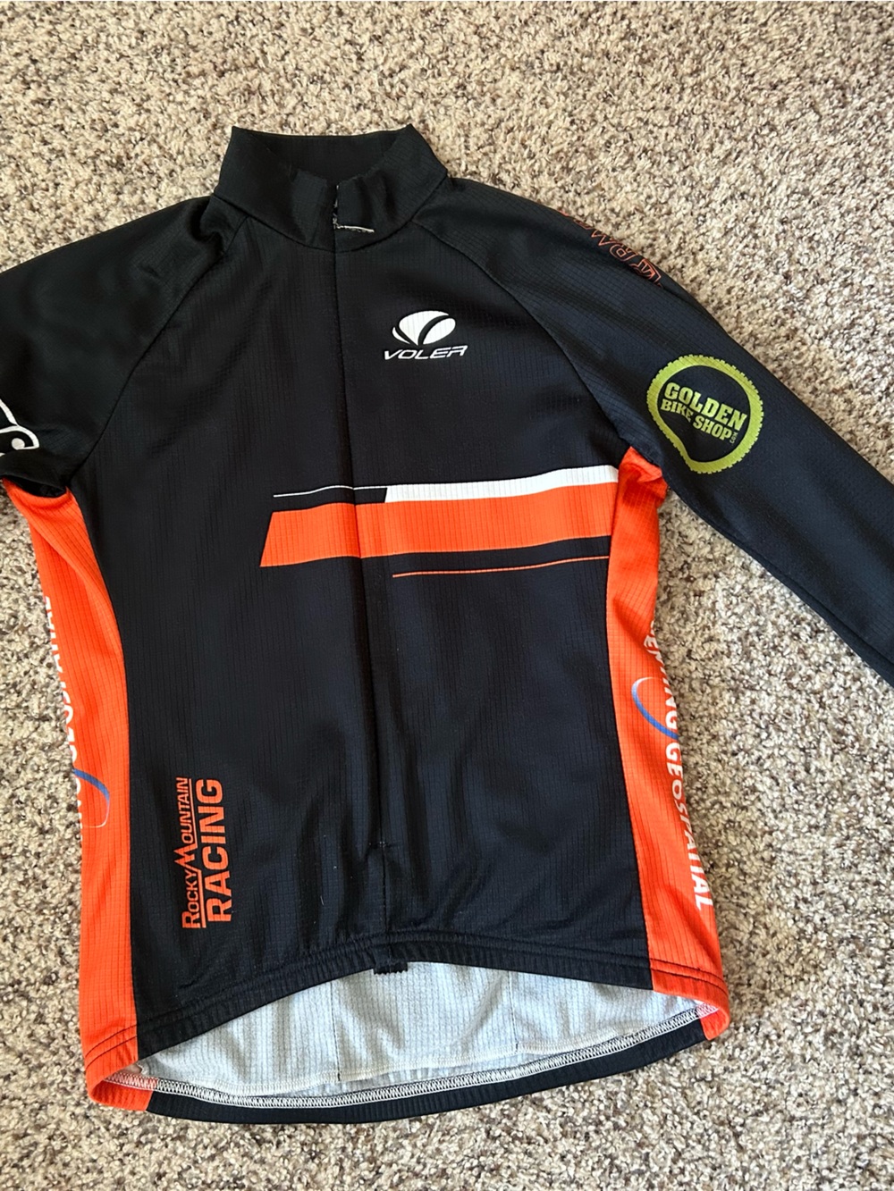 Voler Men’s Black and Orange Long-Sleeve Cycling Jersey